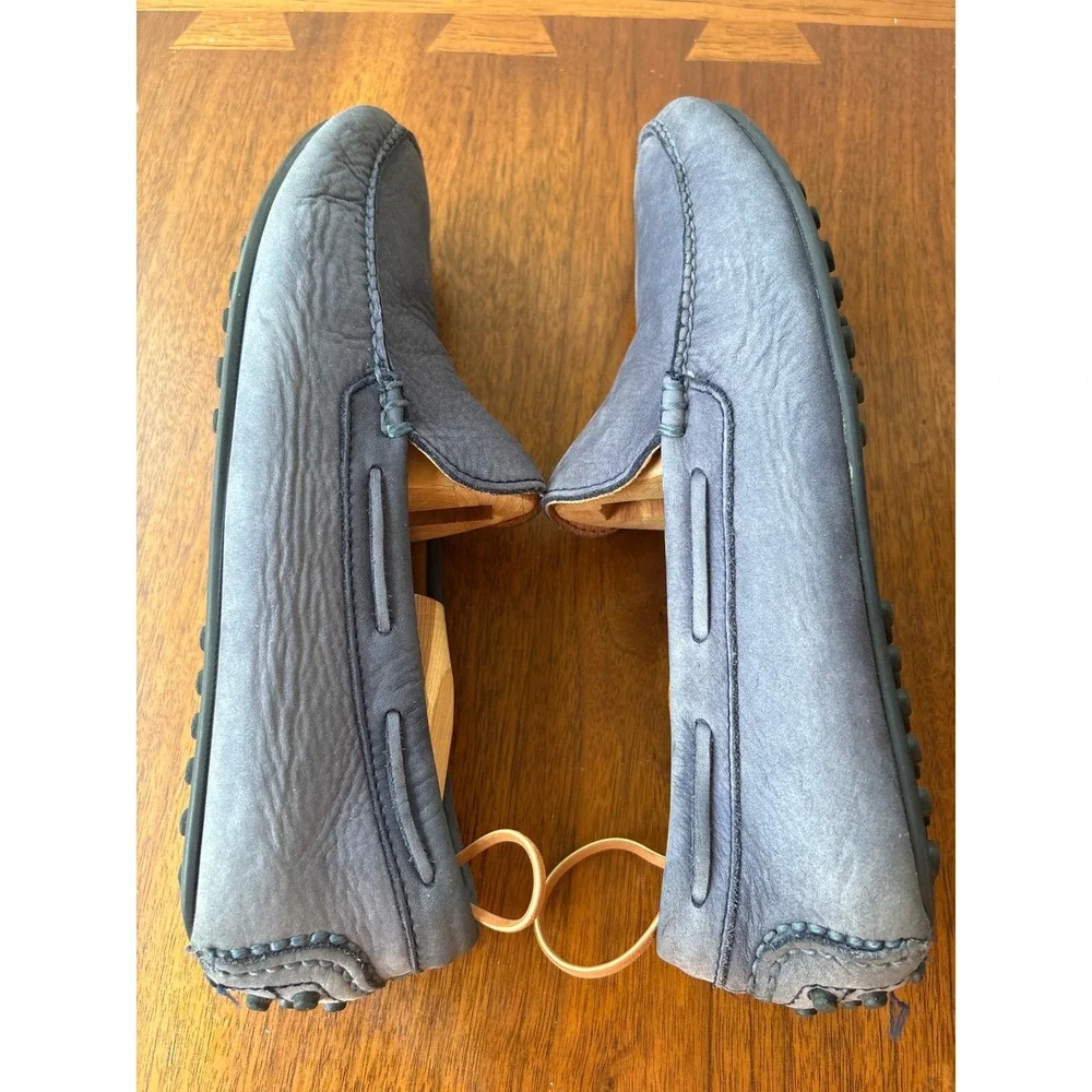 Frye Lewis Venetian Men 9.5 D Blue Nubuck Leather Driving Loafers 3485228